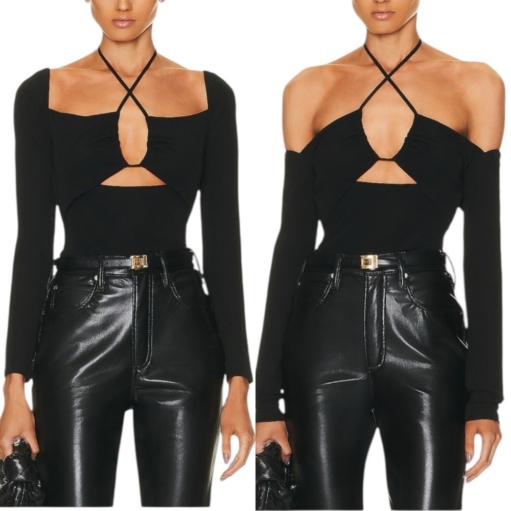 Frame Strappy Knit Top in Noir